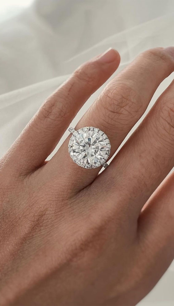 Round brilliant cut engagement ring, halo diamond engagement ring, halo engagement ring, engagement ring