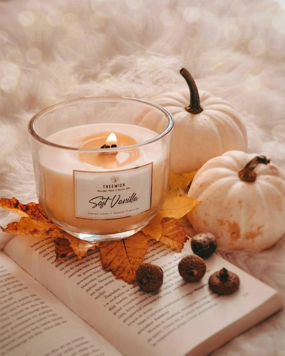 Capturing the Aesthetics of the Fall Season : White Pumpkins + Soft Vanilla Candle