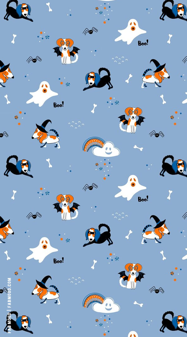 Spooktacular Halloween Wallpapers Good Ideas for Every Device : Ghosty Dog Blue Background
