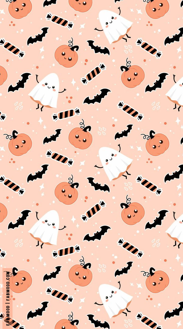 Spooktacular Halloween Wallpapers Good Ideas for Every Device : Peach Pumpkin & Ghost