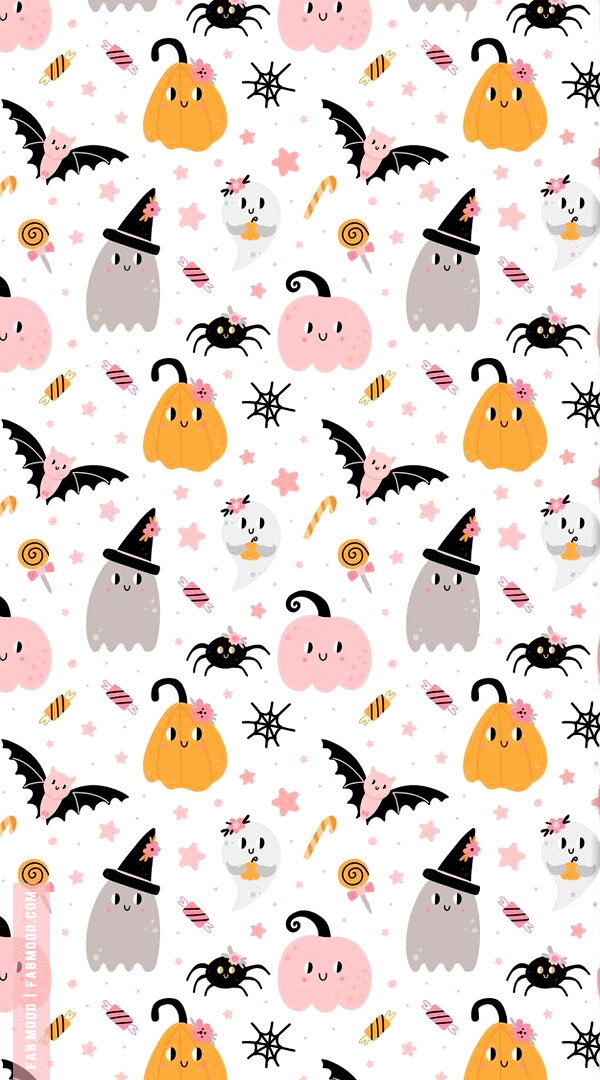 Spooktacular Halloween Wallpapers Good Ideas for Every Device : Pink Bats & Pink Pumpkins