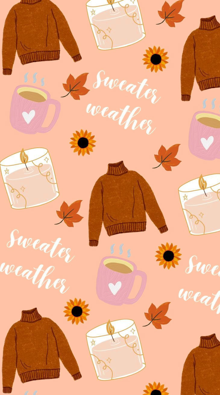 Cute Fall Wallpaper Ideas to Brighten Up Your Devices : Cozy Sweater Weather Wallpaper for iPhone & Phone