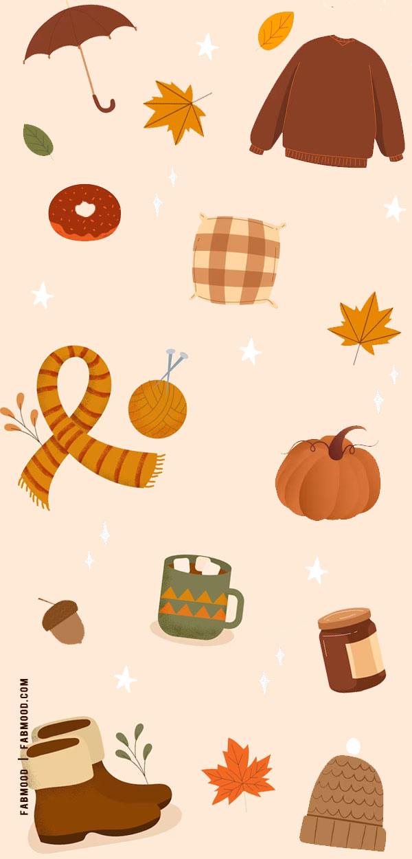 Cute Fall Wallpaper Ideas to Brighten Up Your Devices : Falling Leaves + Sweater Wallpaper