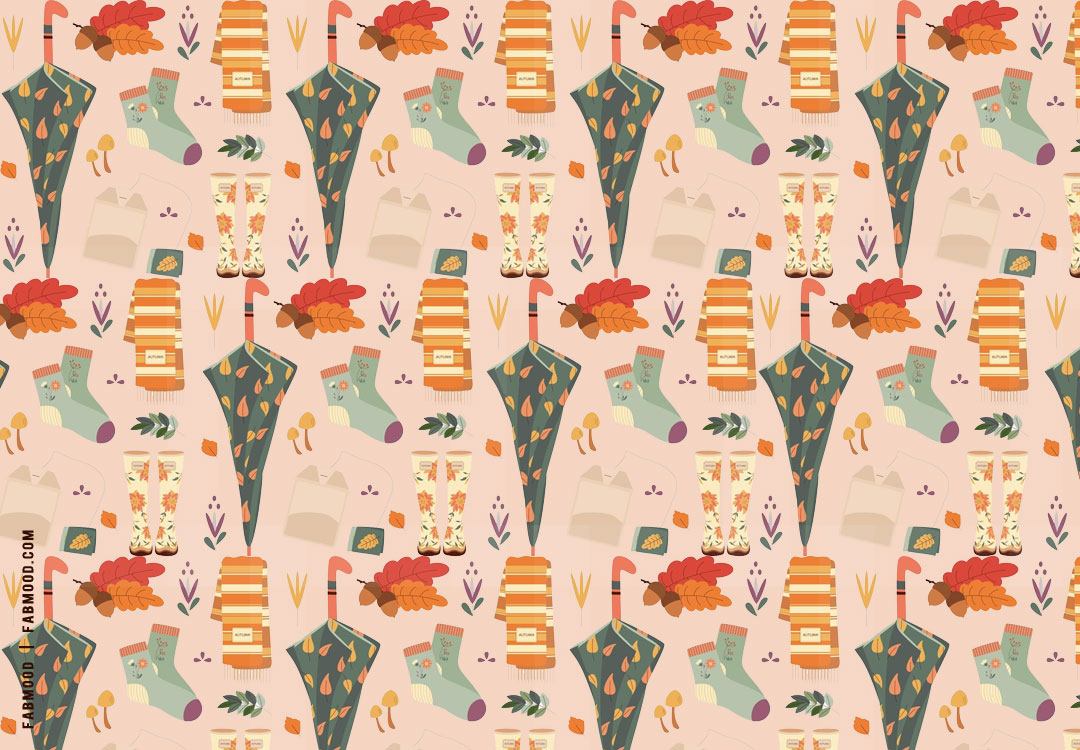 Cute Fall Wallpaper Ideas to Brighten Up Your Devices : Umbrella & Boot Wallpaper
