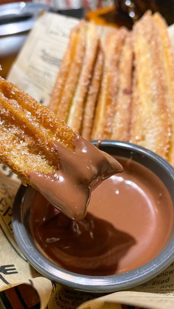 Irresistible Food Cravings Unveiled : Sugar Churros with Chocolate Sauce