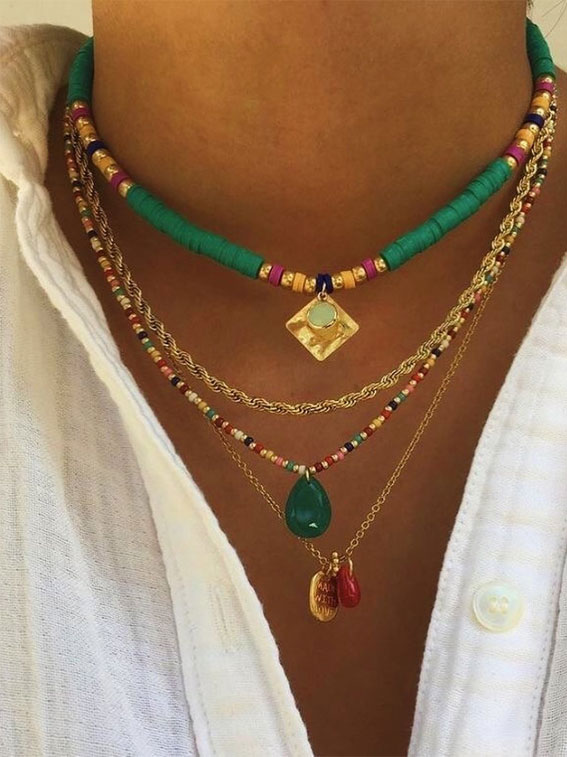 Sun-Kissed Summers Embracing the Aesthetics of a Radiant Season : Layered Necklaces