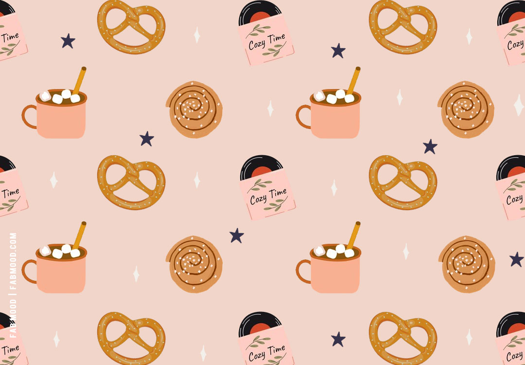 Cute Fall Wallpaper Ideas to Brighten Up Your Devices : Cinnamon Roll + Pretzel