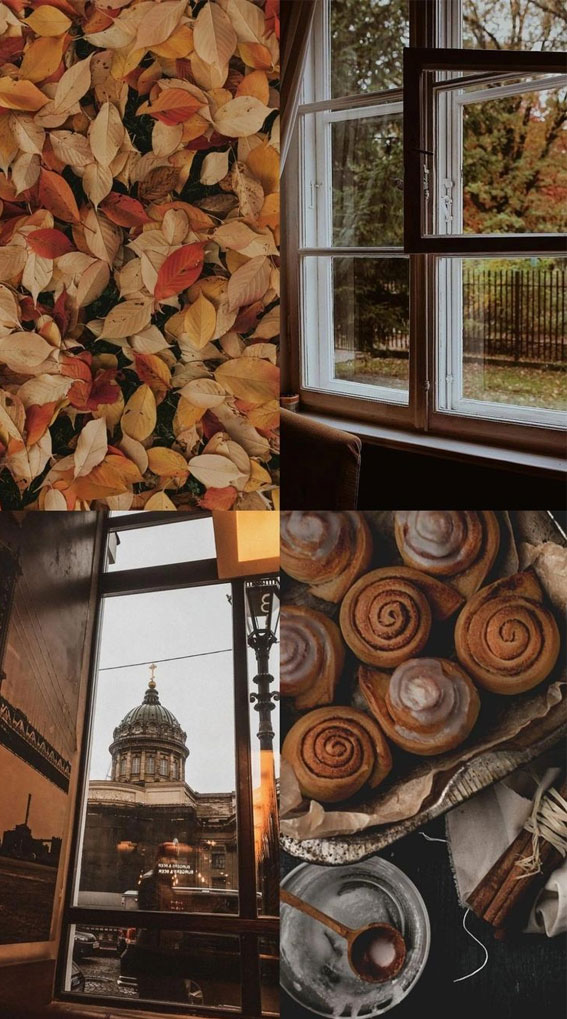 40 Autumn Collage Ideas Patchwork of Fall’s Beauty : Fall Leaves, Cozy Home & Cinnamon Roll