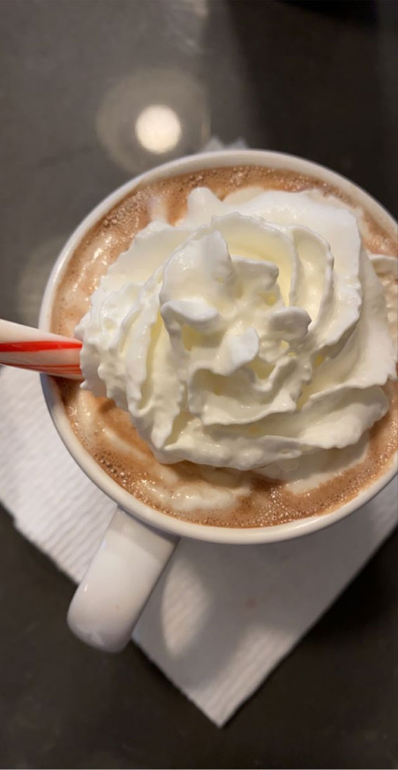 Indulgent Eats 50+ Foodgasmic Delights : Hot Chocolate Topped with Whip Cream
