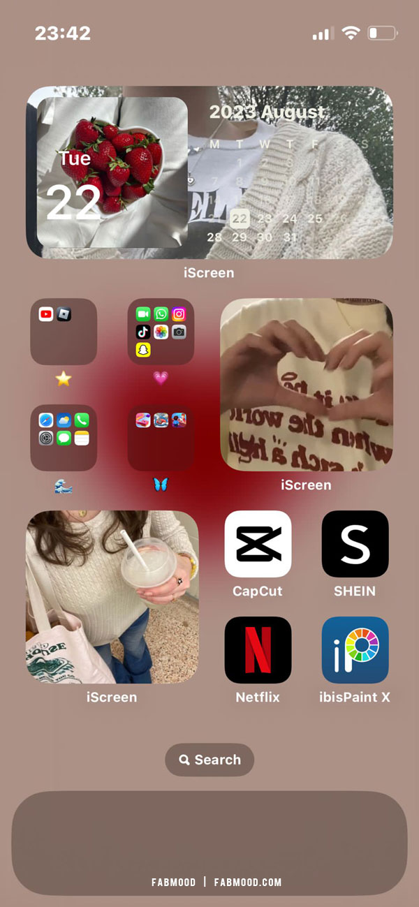 15 Cute iPhone Home Screen Ideas : Strawberry Home Screen