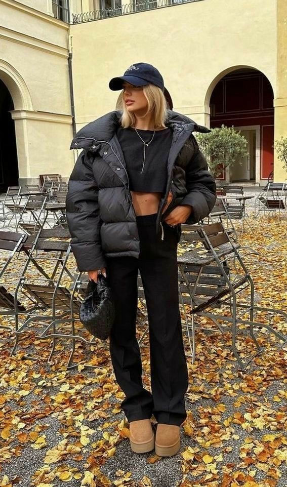 winter outfit ideas, puffer jacket, sweater outfit ideas, trendy winter outfit, puffer jacket leggings, what to wear in winter