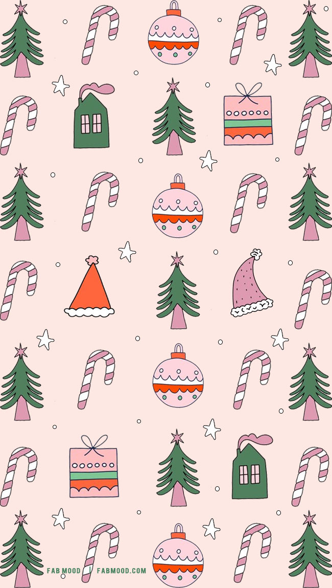 Festive Christmas Wallpapers To Bring Warmth & Joy To Any Device : Festive Pink Wallpaper for iPhone & Phone