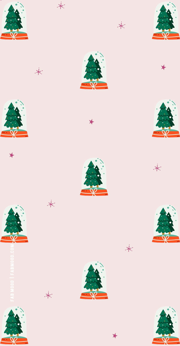 Festive Christmas Wallpapers To Bring Warmth & Joy To Any Device : Christmas Tree Snow Globe Pink