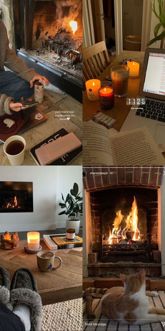 Winter Whisper Collage Ideas : Cold Fire, Cozy & Study
