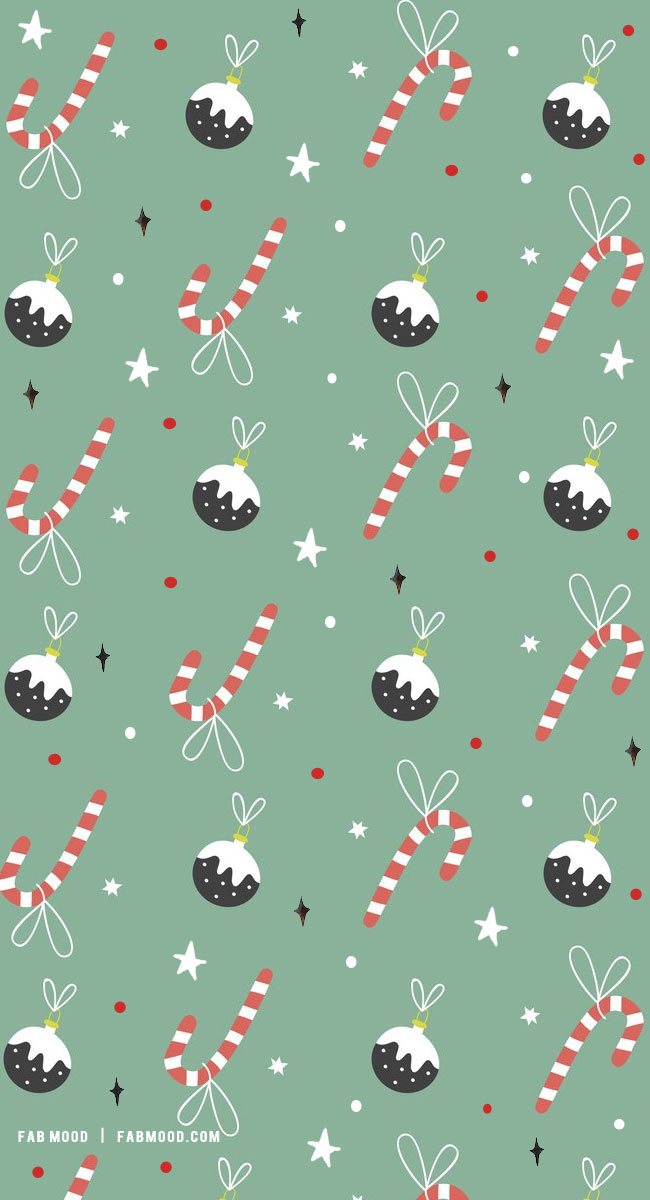 Festive Christmas Wallpapers To Bring Warmth & Joy To Any Device : Candy Cane & Pudding Wallpaper for iPhone & Phone