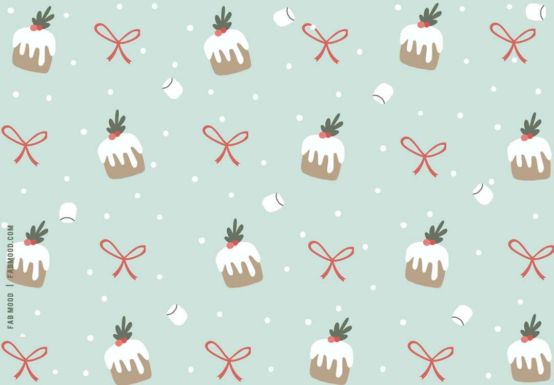 Festive Christmas Wallpapers To Bring Warmth & Joy To Any Device : Red Bow & Pudding Wallpaper
