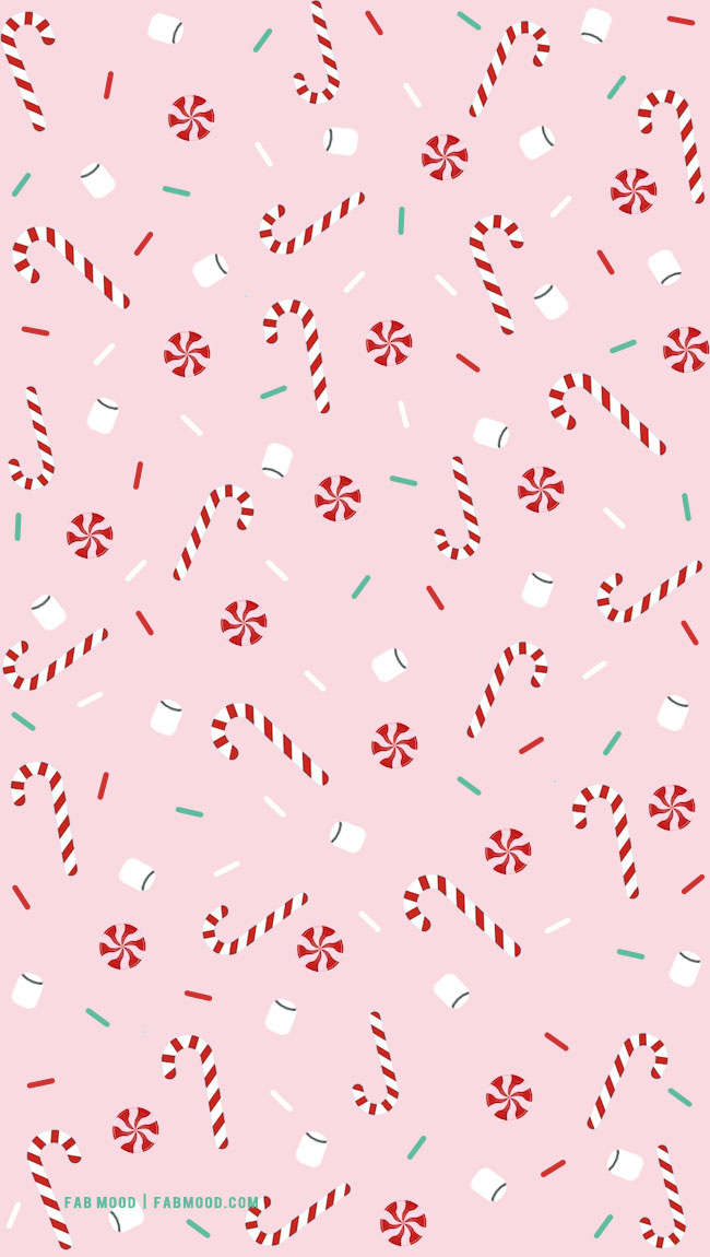 Festive Christmas Wallpapers To Bring Warmth & Joy To Any Device : Candy Pink Wallpaper for iPhone & Phone