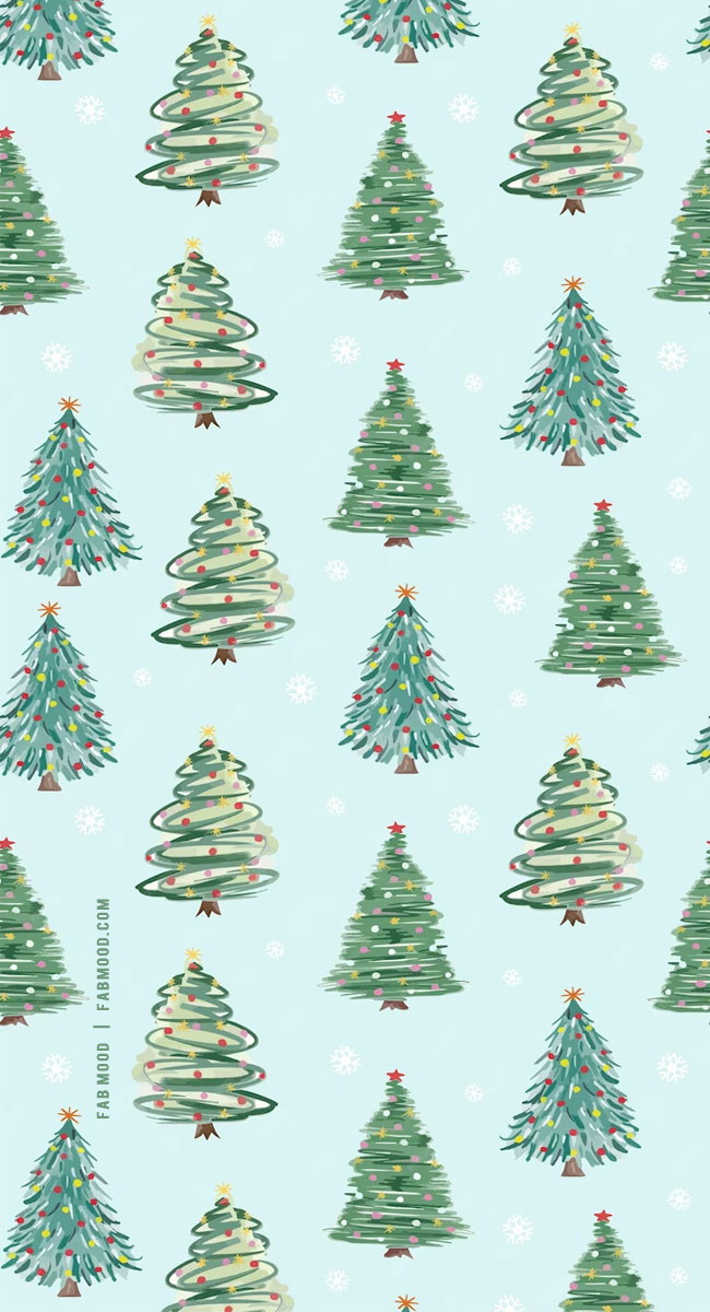 Festive Christmas Wallpapers To Bring Warmth & Joy To Any Device : Christmas Tress Blue Wallpaper