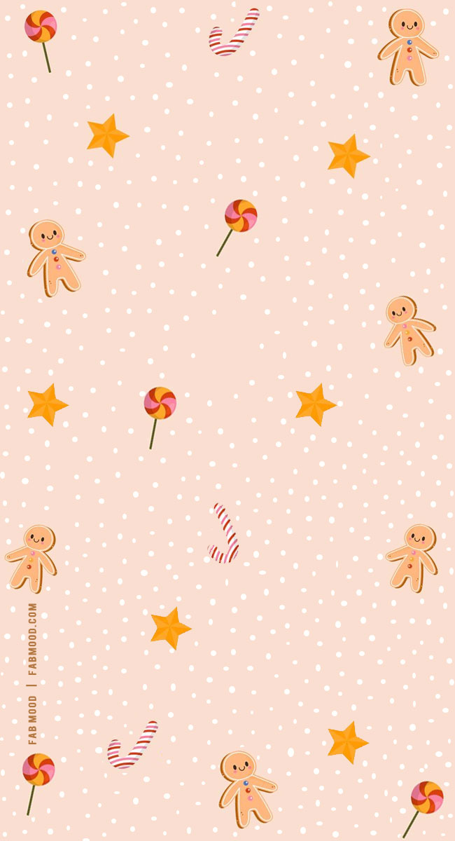 Festive Christmas Wallpapers To Bring Warmth & Joy To Any Device : Candy Cane & Gingerbread Wallpaper