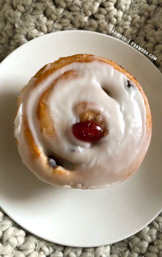 Temptation on a Plate Food Snapshot : Belgium Bun with Cherry on Top