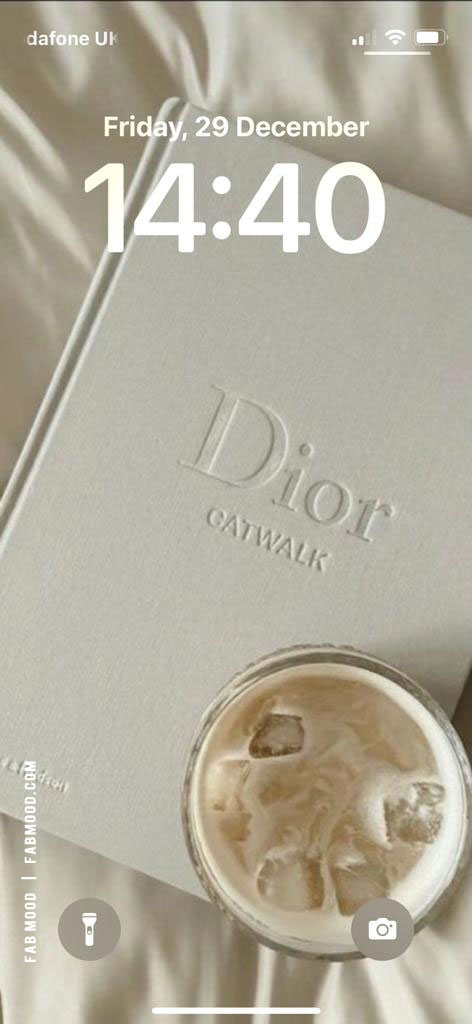 White Lock Screen Elegance Wallpaper Ideas : Dior & Iced Coffee