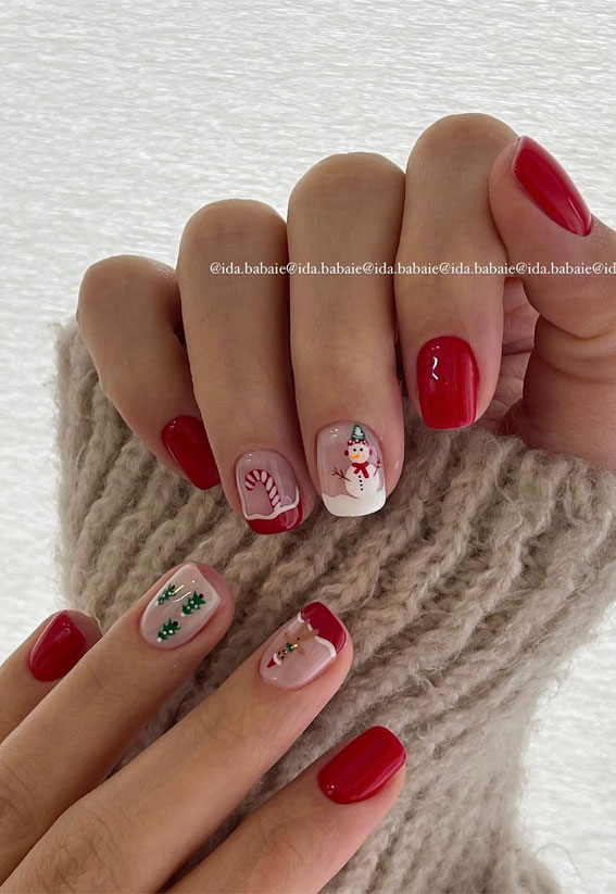 christmas nail designs , red Christmas nails, Christmas nails, red festive nails, red nail designs for christmas, easy christmas nail art, red nails, festive nails, red christmas nails, Christmas nails red, red Christmas nails short