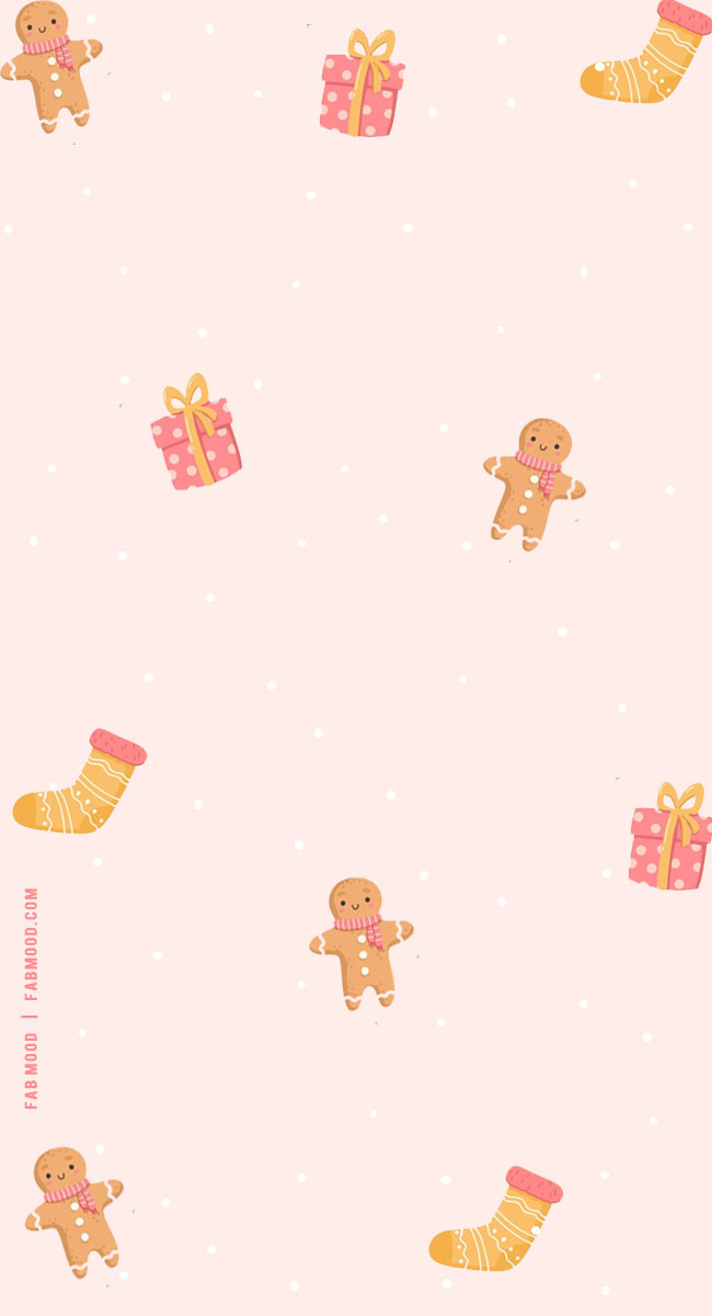 Joyful Christmas Wallpapers : Adorable Gingerbread Man and Present