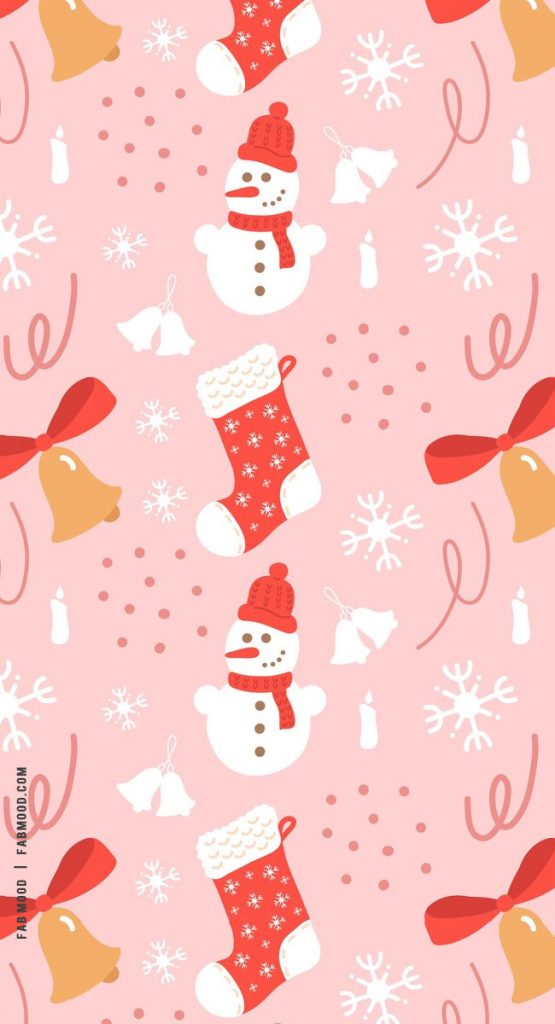 Joyful Christmas Wallpapers : Bell, Snowman & Red Stocking Wallpaper 1 ...