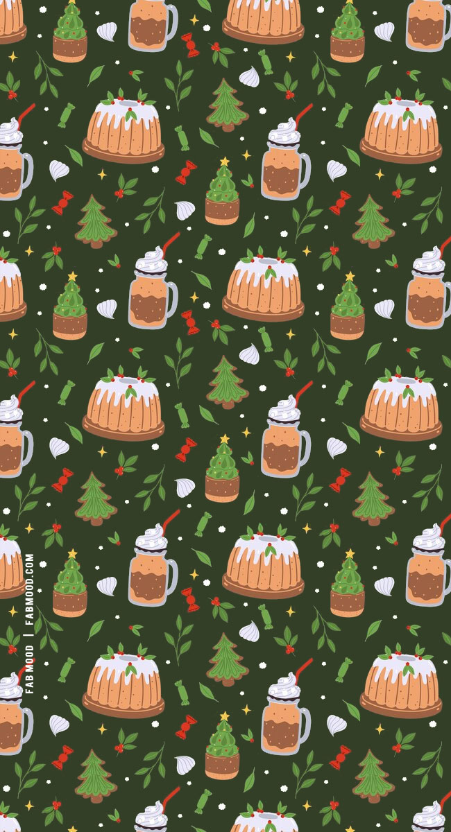 Joyful Christmas Wallpapers : Pudding Green Wallpaper