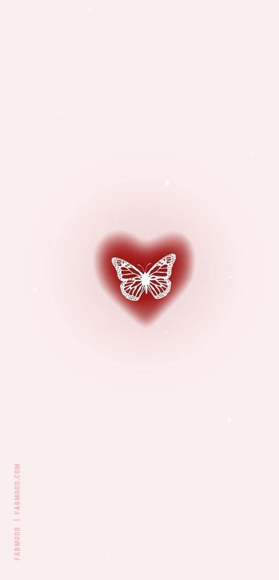 Soulful Auras & Heartfelt Harmony Wallpapers : Butterfly in Red Aura Heart
