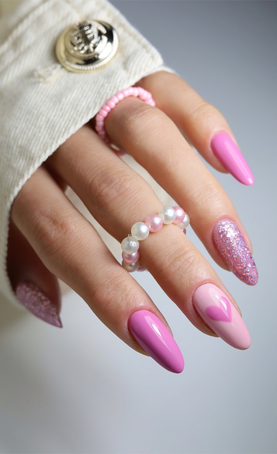 Valentines nails, valentines day nails, simple valentines nails, love heart nails, heart nails, Valentines french tips