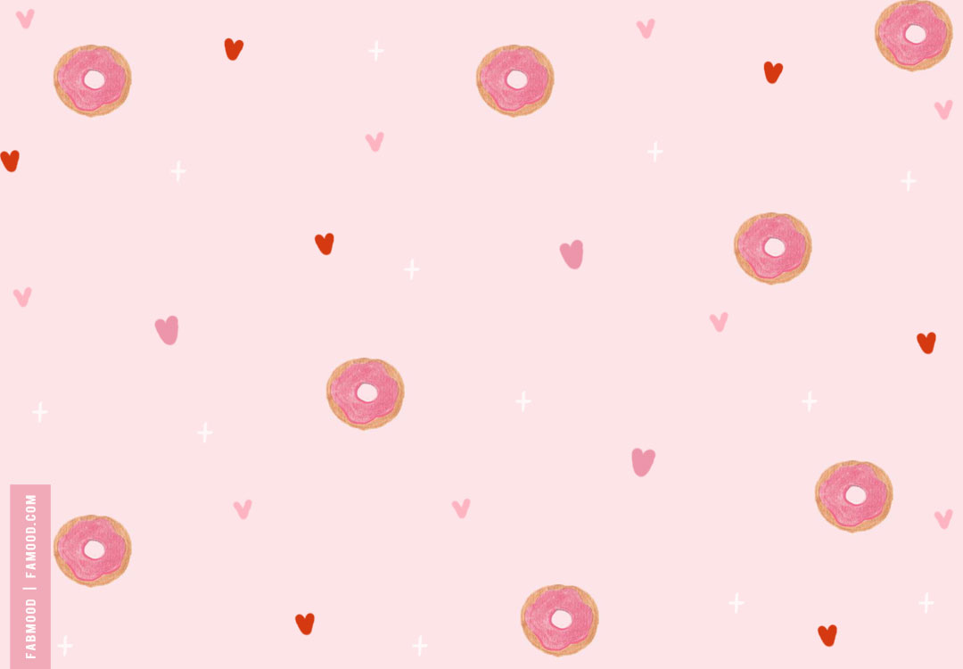 Captivating Valentine’s Wallpaper Ideas : Pink Donut & Love Heart