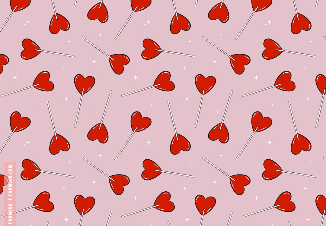 Captivating Valentine’s Wallpaper Ideas : Red Love Heart Lollipop