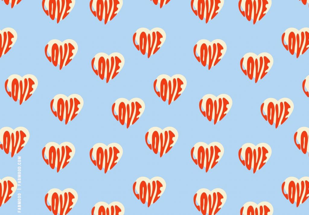 Captivating Valentine's Wallpaper Ideas : Retro Love Heart Blue ...