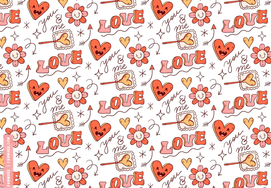 Captivating Valentine’s Wallpaper Ideas : Peach Groovy Valentine’s Wallpaper for iPad