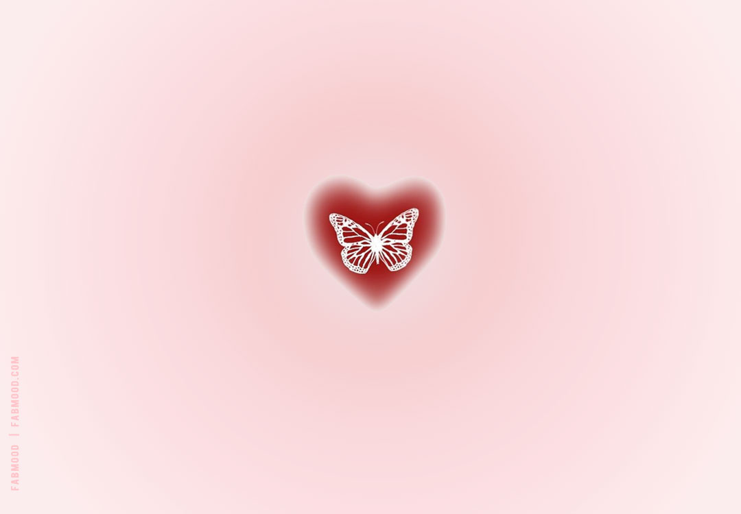 Soulful Auras & Heartfelt Harmony Wallpapers : Butterfly Red Aura Glowing Heart Wallpaper