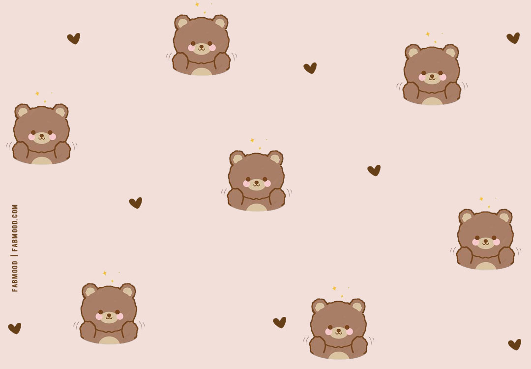 17 Cute Teddy Bear Wallpaper Ideas for Every Device : Brown Love Heart & Teddy