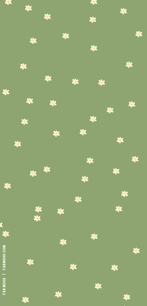 March Wallpaper Ideas for Any Device : Small Daisy Green Wallpaper