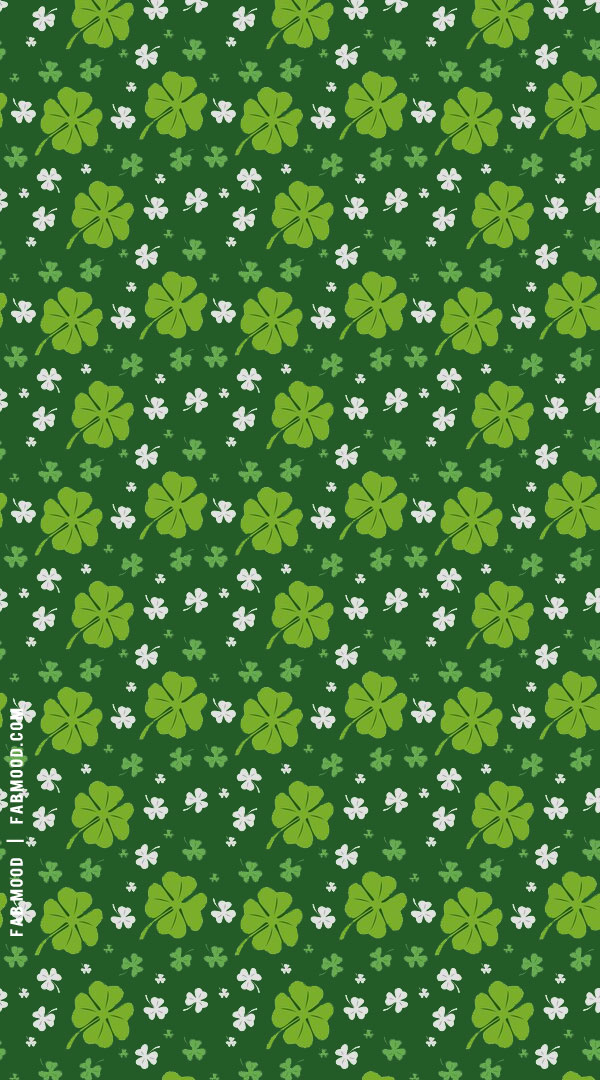 March Wallpaper Ideas for Any Device : Green & White Clover Wallpaper