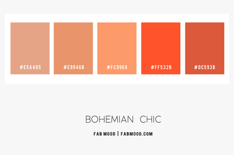 peach and orange color combo, bohemian color scheme, peach boho color scheme, march color palette, spring color combo