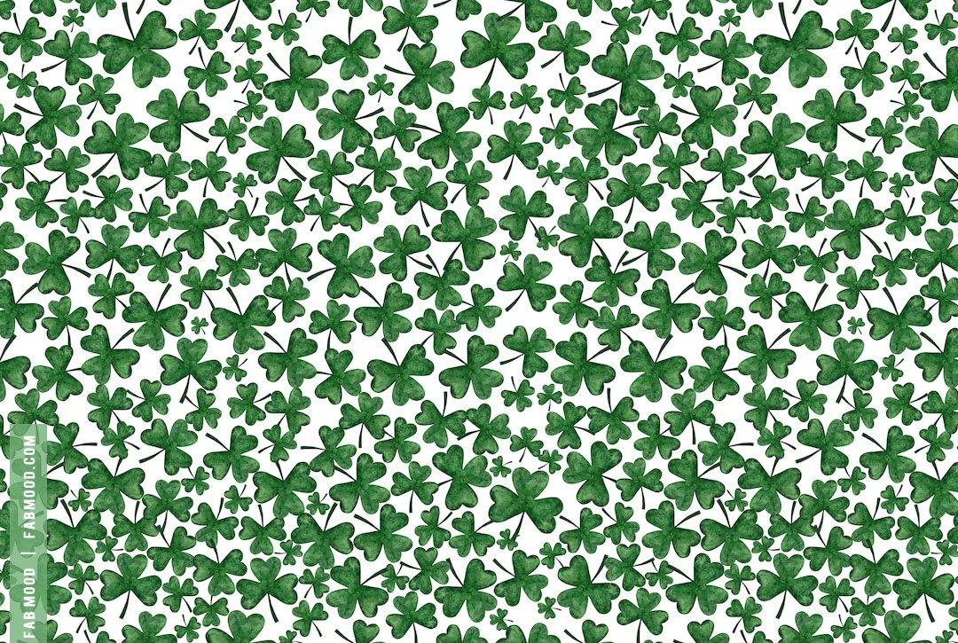 March Wallpaper Ideas for Any Device : Green Clover White Background
