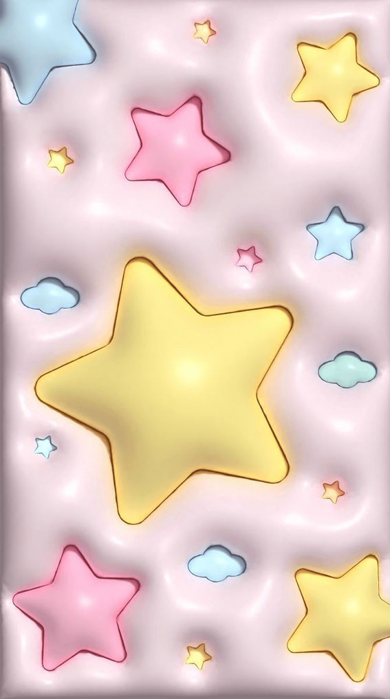 50 Preppy Wallpaper Ideas To Elevate Your Screen Style : 3D Pastel Stars Wallpaper