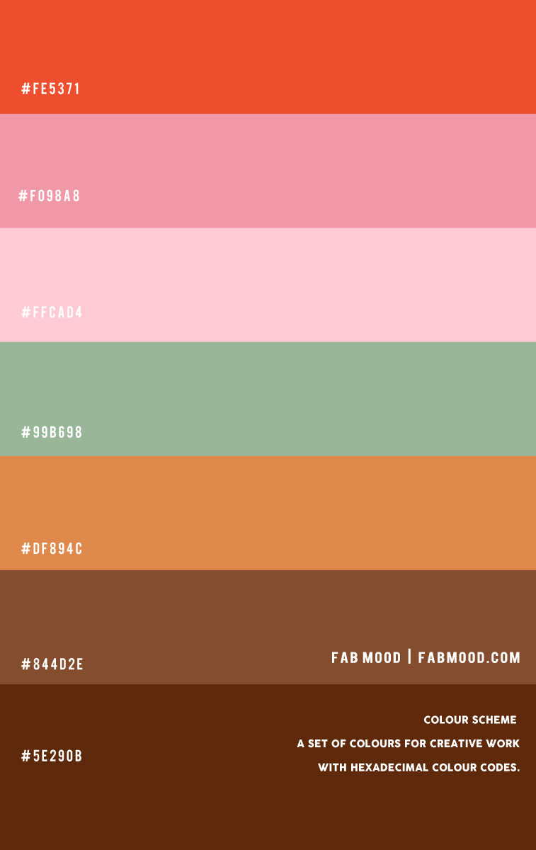 brown mint and pink color combo, spring color combos, earthy color combo, color combination , spring color palette, spring color scheme