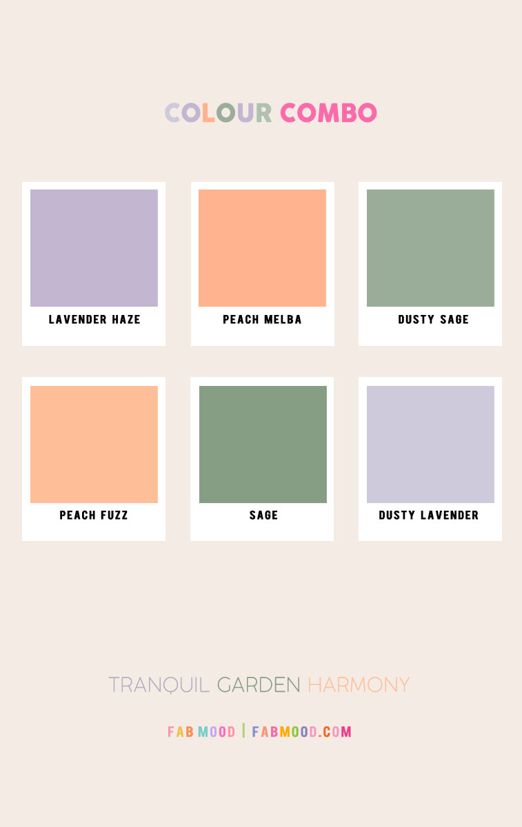 lavender peach and sage, lavender and sage color combo, peach and sage, color combination, sage and lavender color palette, spring color combos, earthy color combo