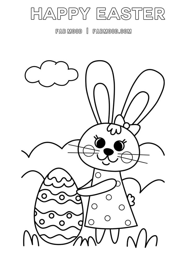 Download 10 FREE Simple Easter Colouring Pages for Children : Girly Bunny & Easter Egg