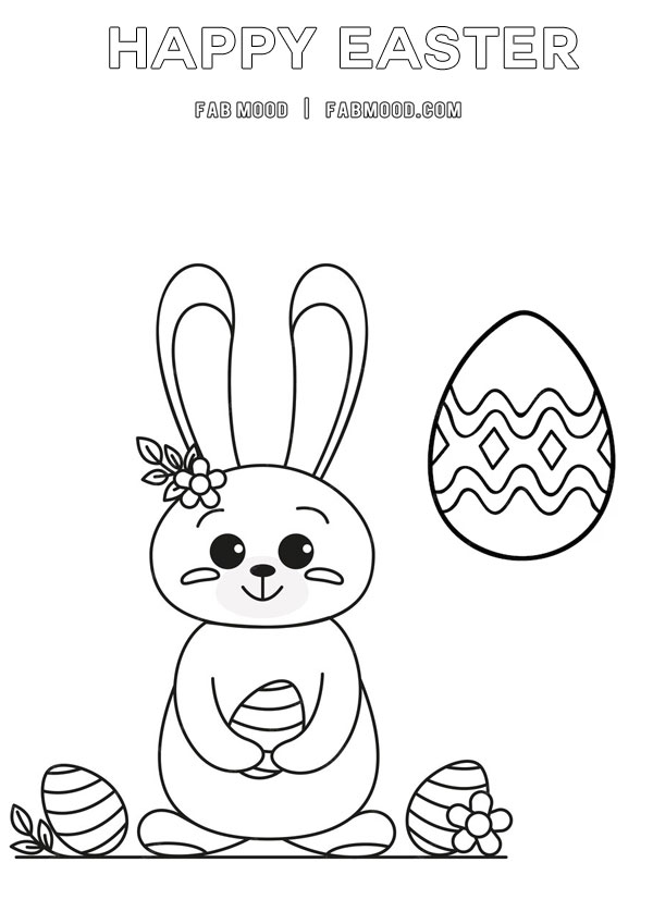 Download 10 FREE Simple Easter Colouring Pages for Children : Adorable Bunny & Easter Eggs