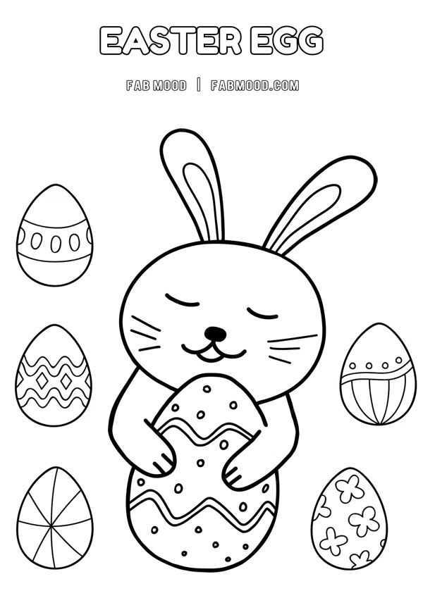 Download 10 FREE Simple Easter Colouring Pages for Children : Cute and Simple Bunny + Easter Eggs