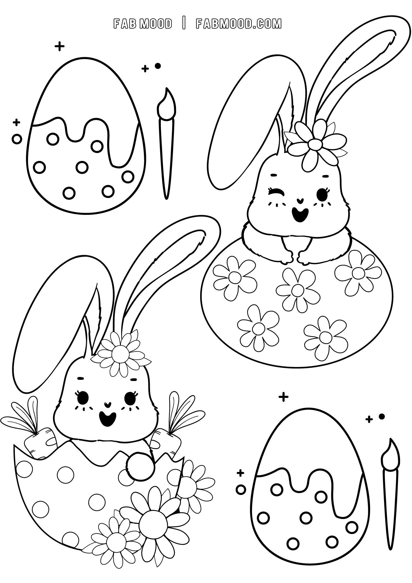 FREE 10 Easter Colouring Pictures : Adorable Bunnies