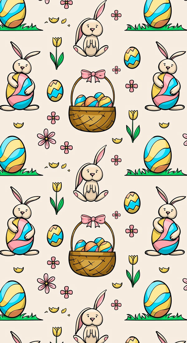 21 Easter Wallpapers Designed for Phones and iPhones : Easter Egg Hunt Basket