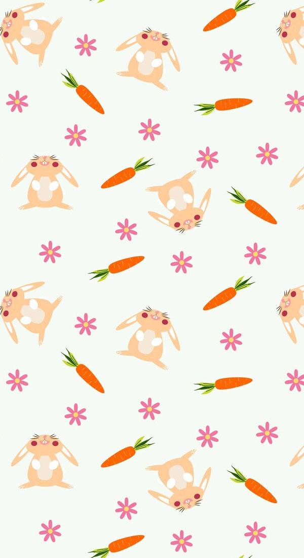 21 Easter Wallpapers Designed for Phones and iPhones : Carrot, Pink Daisy & Rabbit